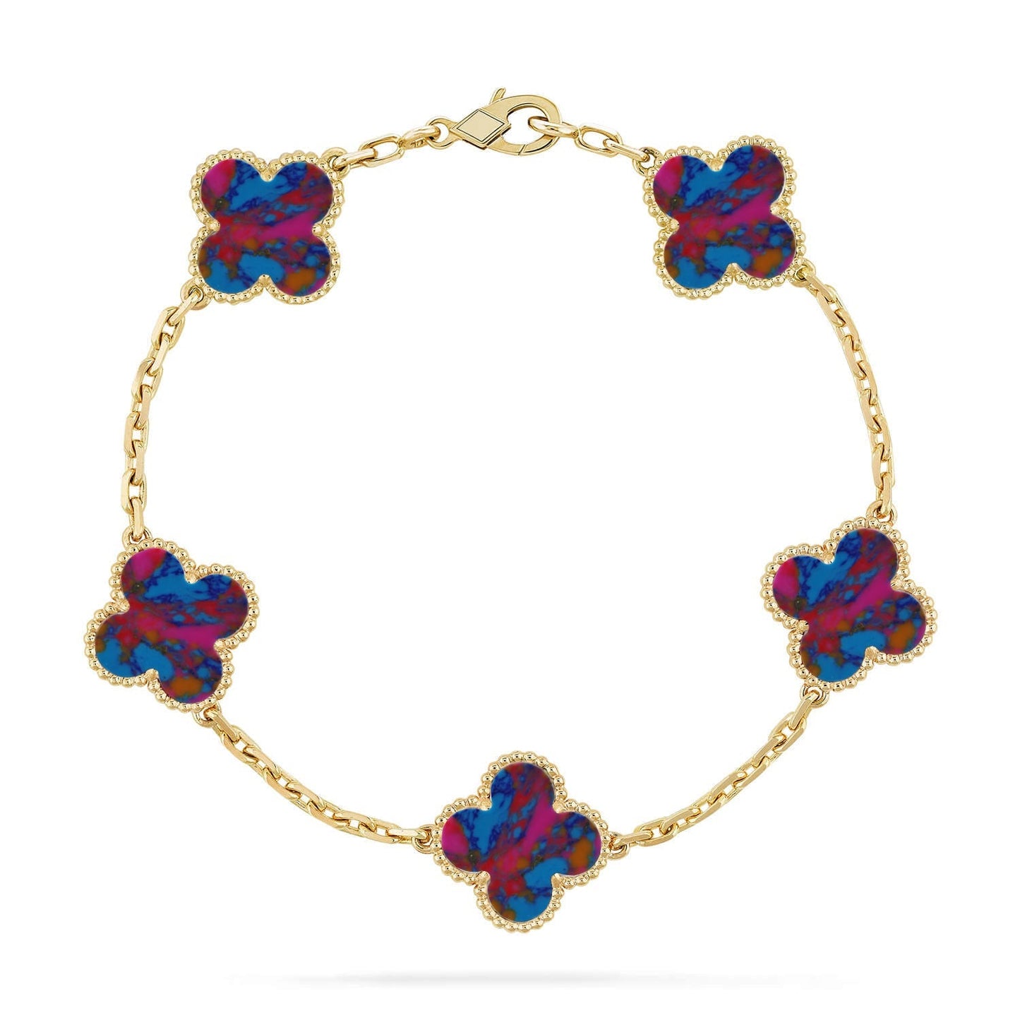 [Peak]LUCKY CLOVER 5-MOTIF BRACELET - MULTI-GEM COLLECTION