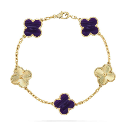 [Peak]LUCKY CLOVER 5-MOTIF BRACELET - CHAROITE COLLECTION