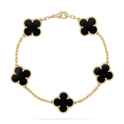 [Peak]LUCKY CLOVER 5-MOTIF BRACELET - BLACK OXNY COLLECTION