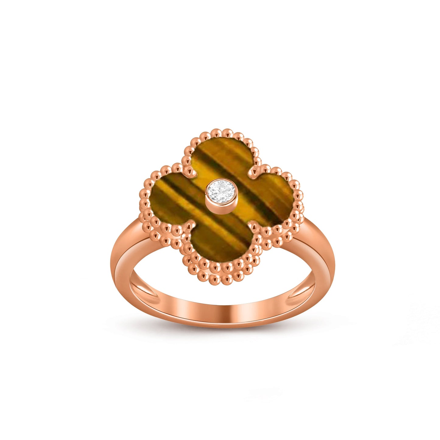 [Peak]LUCKY CLOVER DIAMOND-ACCENT ROSE GOLD RING COLLECTION