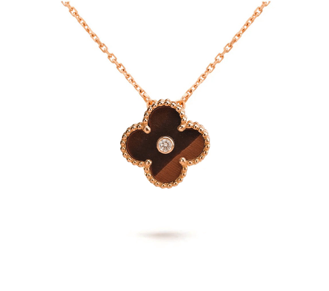 [Peak]15MM CLOVER FLOWER DIAMOND PENDANT NECKLACE COLLECTION