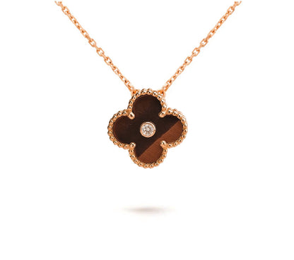 [Peak]15MM CLOVER FLOWER DIAMOND PENDANT NECKLACE COLLECTION
