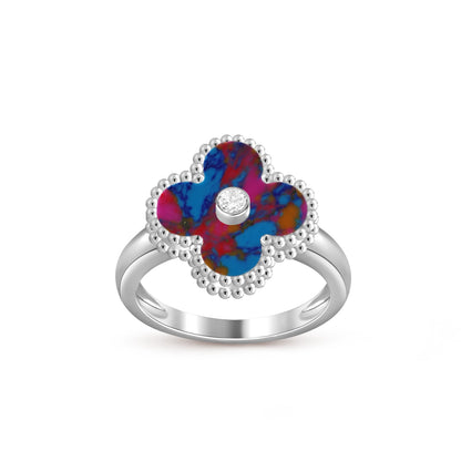 [Peak]LUCKY CLOVER DIAMOND-ACCENT WHITE GOLD RING COLLECTION