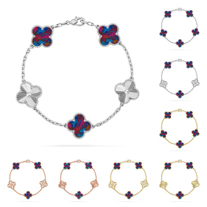 [Peak]LUCKY CLOVER 5-MOTIF BRACELET - MULTI-GEM COLLECTION