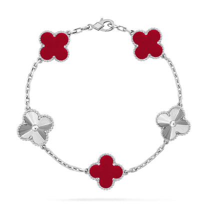 [Peak]LUCKY CLOVER 5-MOTIF BRACELET - RED CARNELIAN COLLECTION