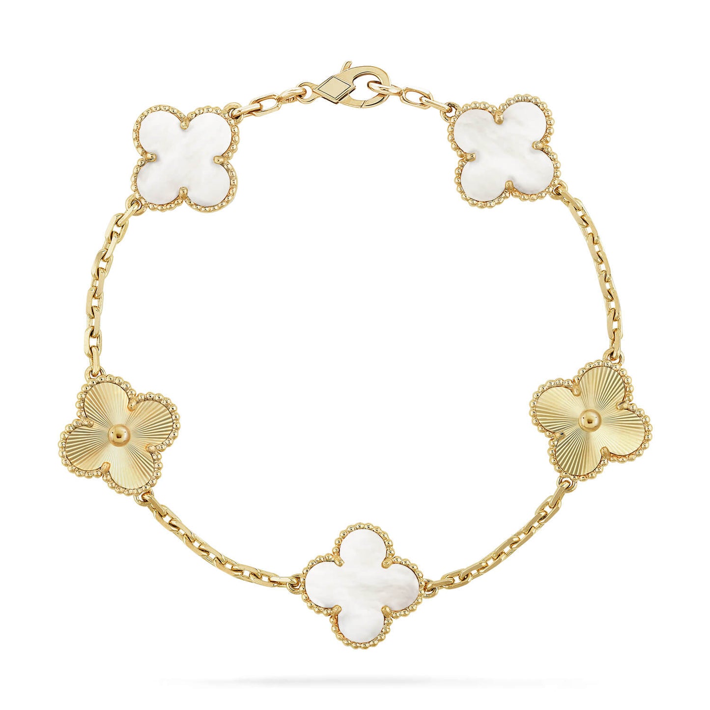 [Peak]LUCKY CLOVER 5-MOTIF BRACELET - WHITE MOTHER-OF-PEARL COLLECTION