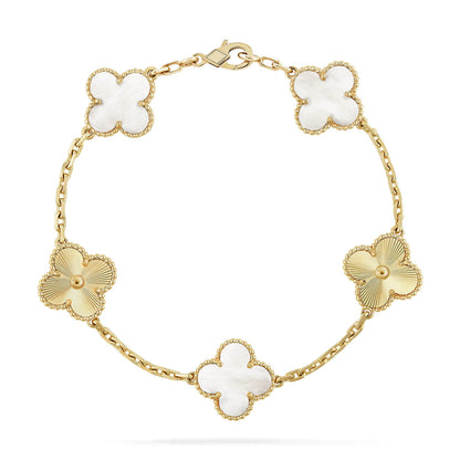 [Peak]LUCKY CLOVER 5-MOTIF BRACELET - WHITE MOTHER-OF-PEARL COLLECTION