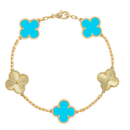 [Peak]LUCKY CLOVER 5-MOTIF BRACELET - TURQUOISE COLLECTION