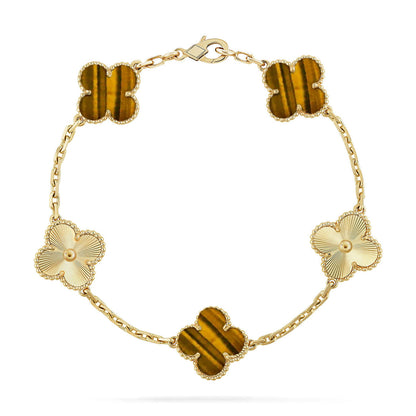 [Peak]LUCKY CLOVER 5-MOTIF BRACELET -  TIGER’S EYE COLLECTION