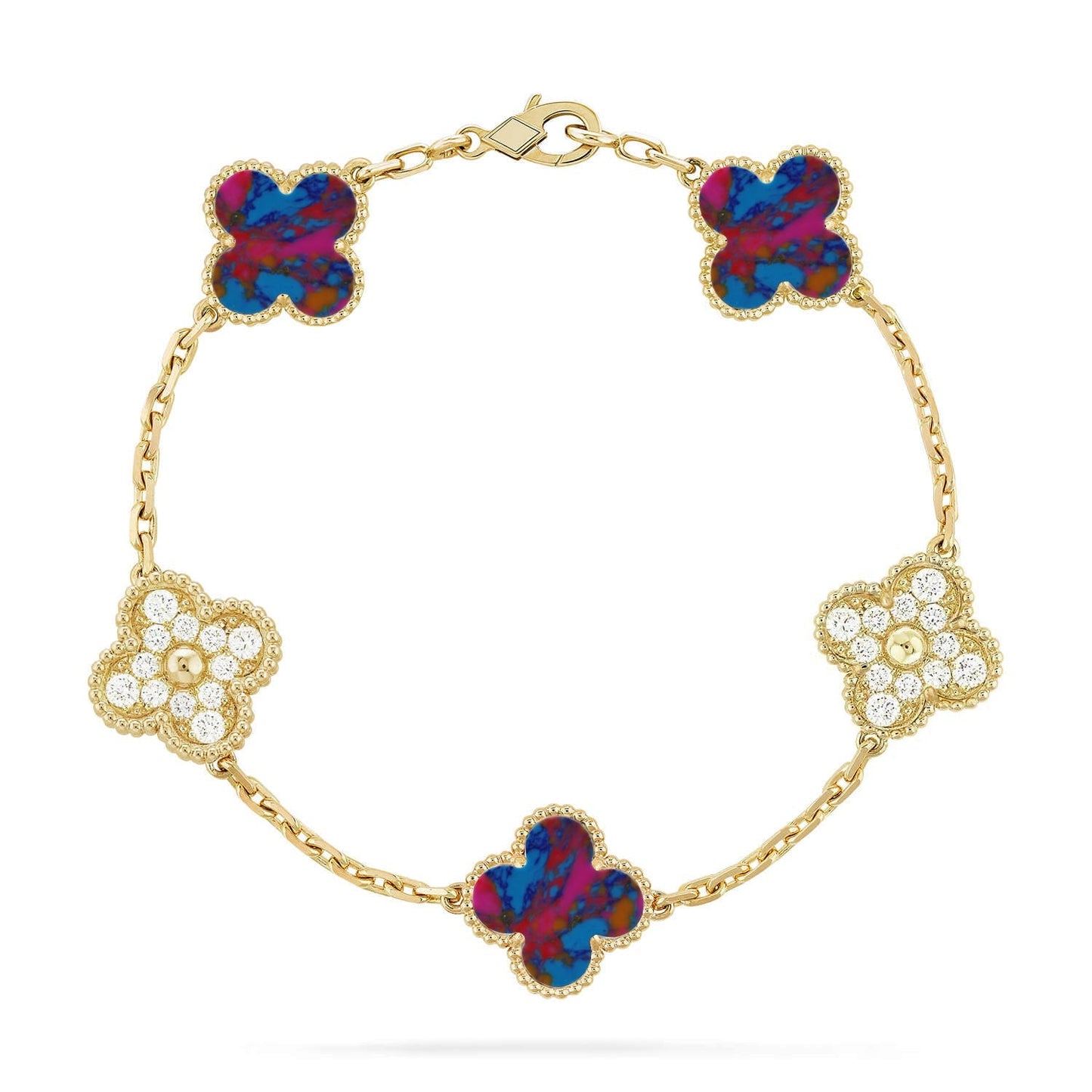 [Peak]LUCKY CLOVER 5-MOTIF BRACELET - MULTI-GEM COLLECTION