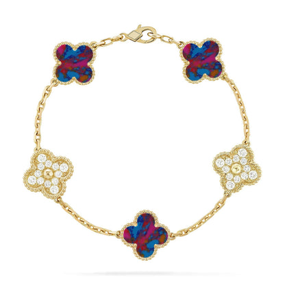 [Peak]LUCKY CLOVER 5-MOTIF BRACELET - MULTI-GEM COLLECTION