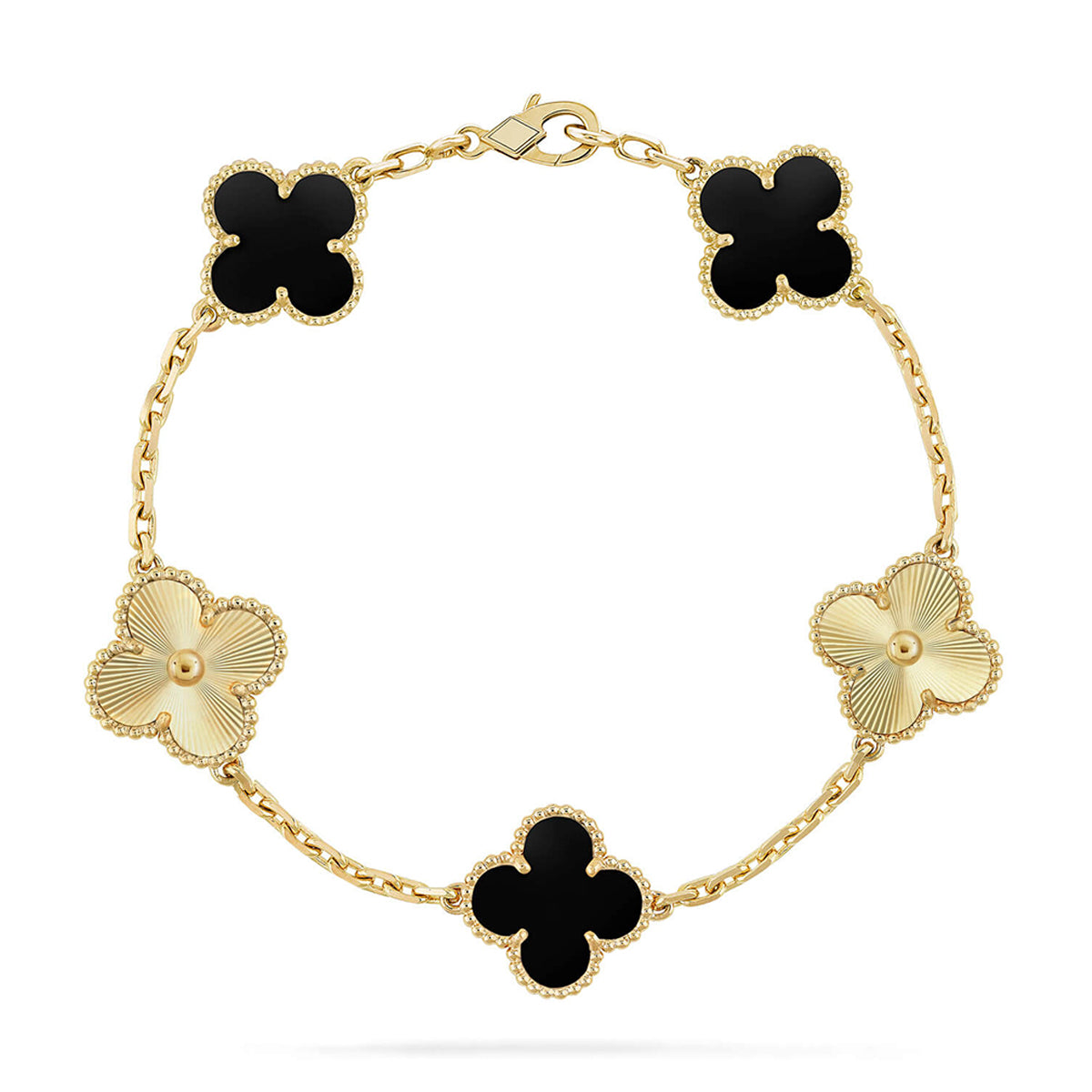 [Peak]LUCKY CLOVER 5-MOTIF BRACELET - BLACK OXNY COLLECTION