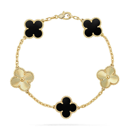 [Peak]LUCKY CLOVER 5-MOTIF BRACELET - BLACK OXNY COLLECTION