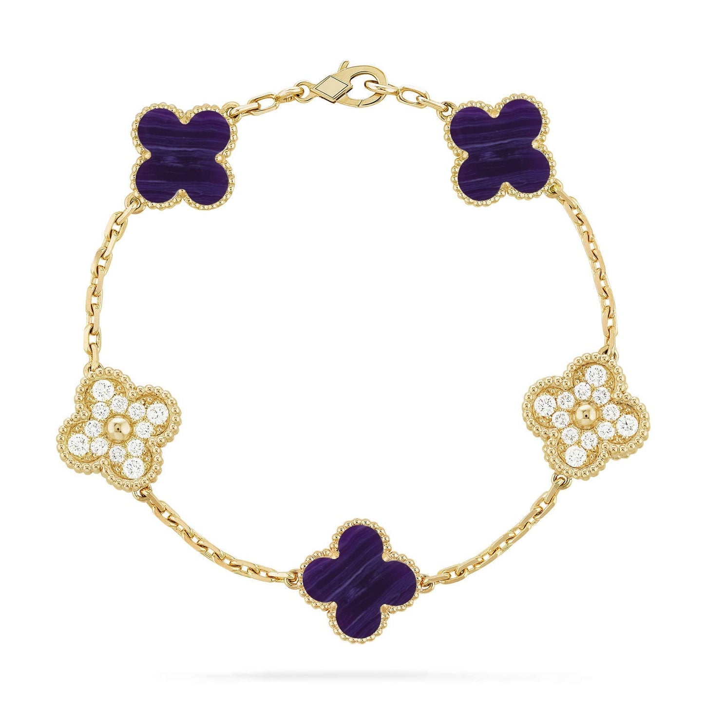 [Peak]LUCKY CLOVER 5-MOTIF BRACELET - CHAROITE COLLECTION