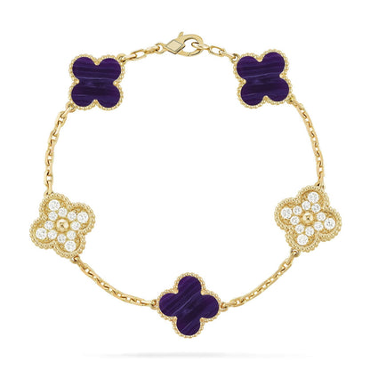 [Peak]LUCKY CLOVER 5-MOTIF BRACELET - CHAROITE COLLECTION