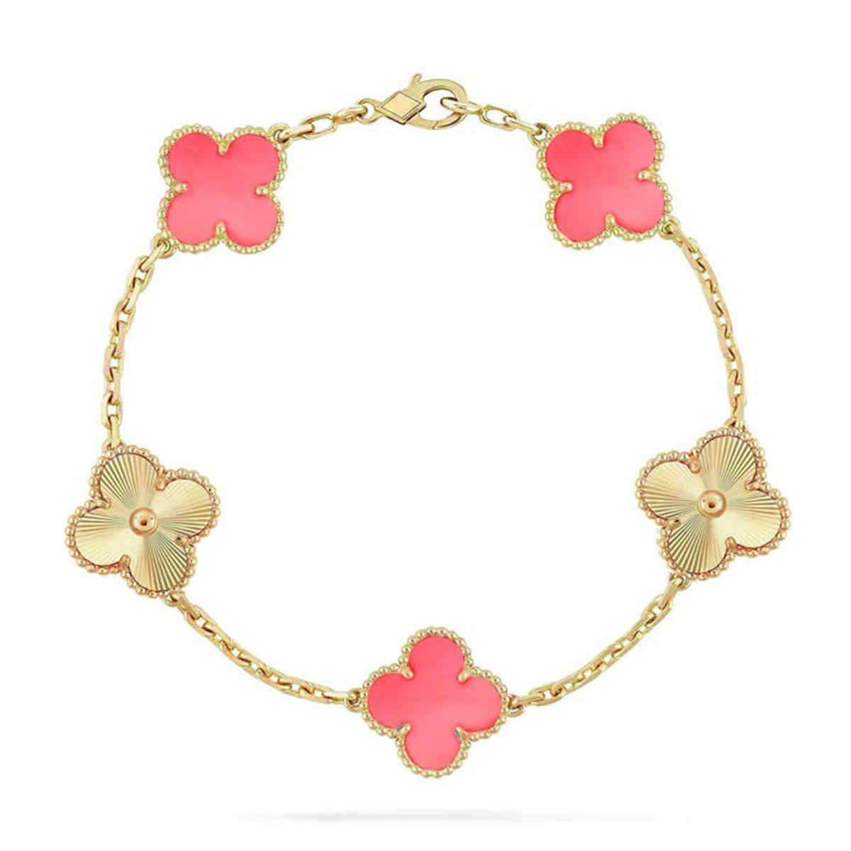 [Peak]LUCKY CLOVER 5-MOTIF BRACELET - PINK MOTHER-OF-PEARL COLLECTION