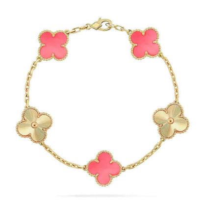 [Peak]LUCKY CLOVER 5-MOTIF BRACELET - PINK MOTHER-OF-PEARL COLLECTION