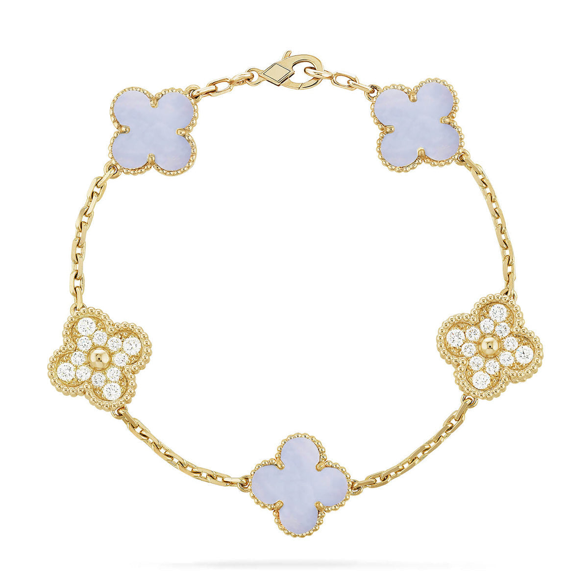 [Peak]LUCKY CLOVER 5-MOTIF BRACELET - PURPLE CHALCEDONY COLLECTION