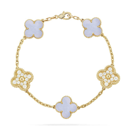 [Peak]LUCKY CLOVER 5-MOTIF BRACELET - PURPLE CHALCEDONY COLLECTION