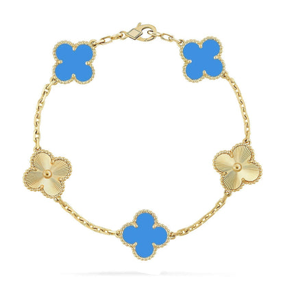 [Peak]LUCKY CLOVER 5-MOTIF BRACELET - BLUE AGATE COLLECTION
