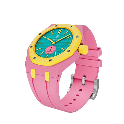 [Peak]OAK POP EXCLUSIVE PINK AND YELLOW SILICONE STRAP