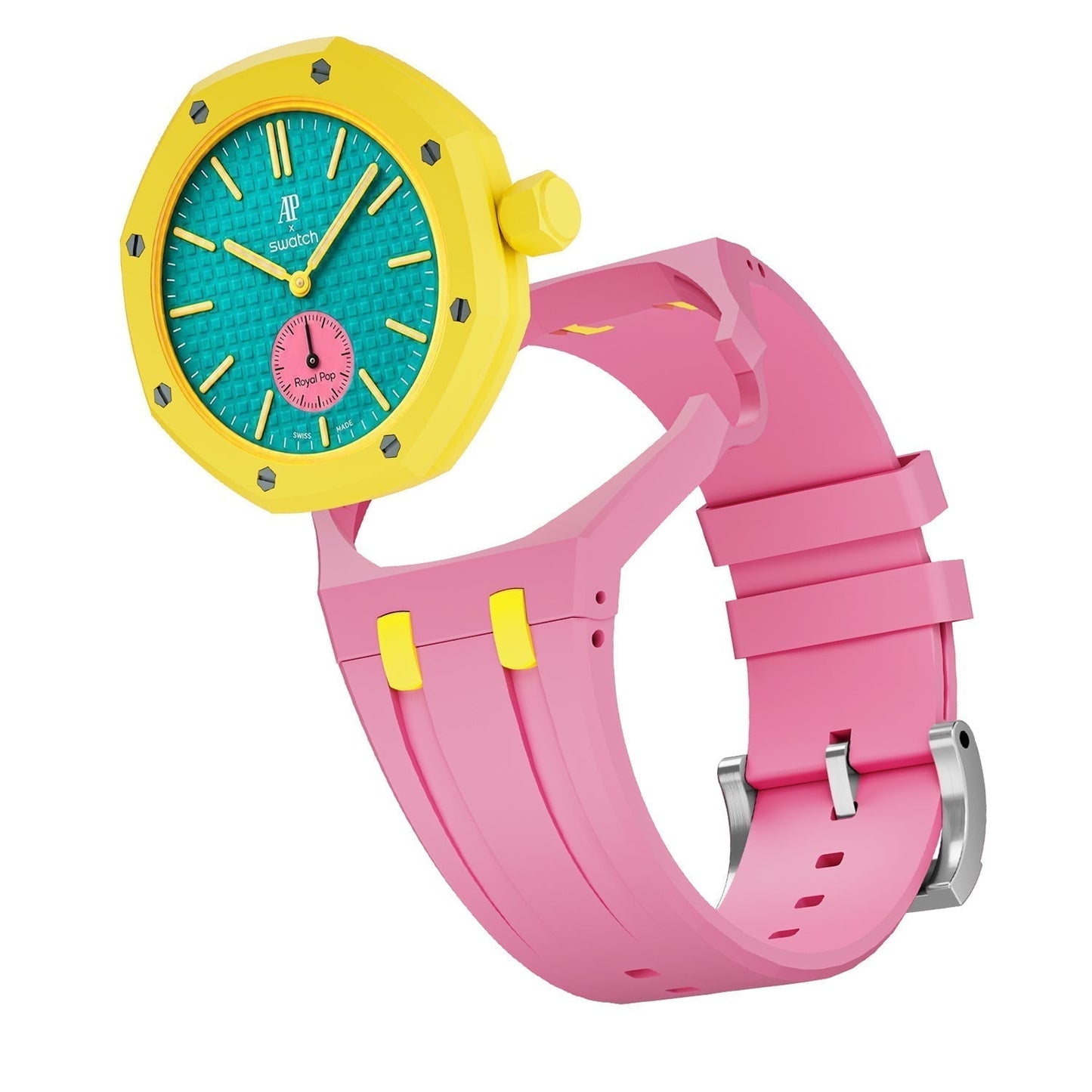 [Peak]OAK POP EXCLUSIVE PINK AND YELLOW SILICONE STRAP