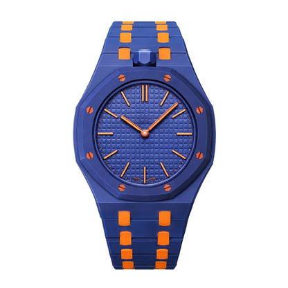 [Peak]OAK POP EXCLUSIVE DARK BLUE AND ORANGE BIOCERAMIC STRAP