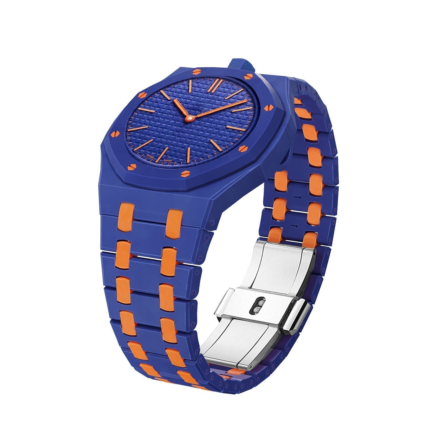 [Peak]OAK POP EXCLUSIVE DARK BLUE AND ORANGE BIOCERAMIC STRAP