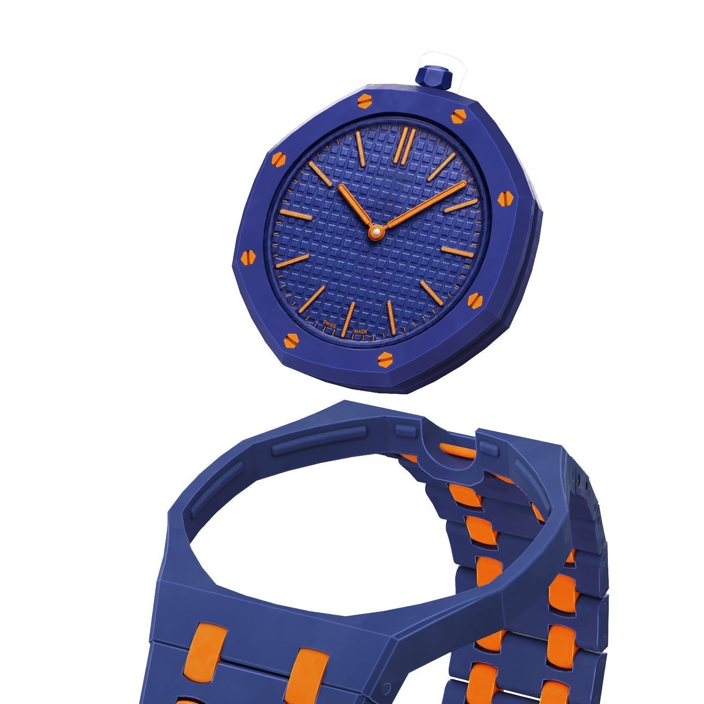 [Peak]OAK POP EXCLUSIVE DARK BLUE AND ORANGE BIOCERAMIC STRAP