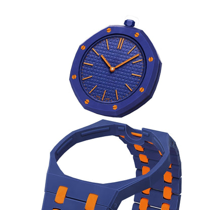 [Peak]OAK POP EXCLUSIVE DARK BLUE AND ORANGE BIOCERAMIC STRAP