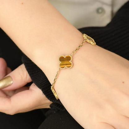 [Peak]LUCKY CLOVER 5-MOTIF BRACELET -  TIGER’S EYE COLLECTION