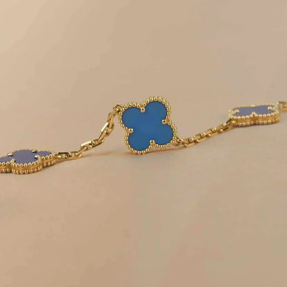 [Peak]LUCKY CLOVER 5-MOTIF BRACELET - BLUE AGATE COLLECTION