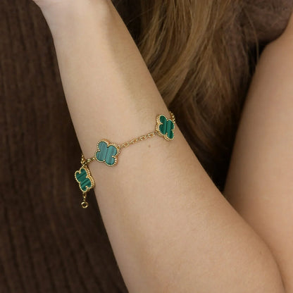 [Peak]LUCKY CLOVER 5-MOTIF BRACELET - MALACHITE COLLECTION