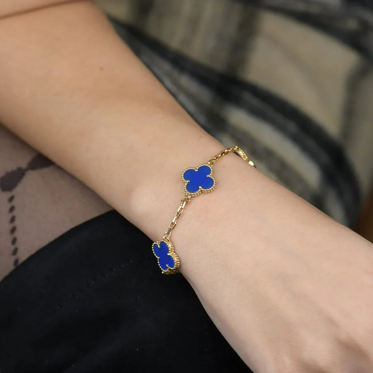 [Peak]LUCKY CLOVER 5-MOTIF BRACELET - BLUE AGATE COLLECTION