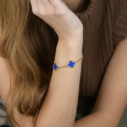 [Peak]LUCKY CLOVER 5-MOTIF BRACELET - BLUE AGATE COLLECTION