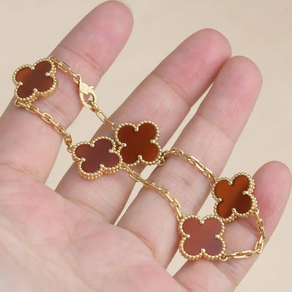 [Peak]LUCKY CLOVER 5-MOTIF BRACELET - RED CARNELIAN COLLECTION
