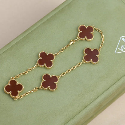 [Peak]LUCKY CLOVER 5-MOTIF BRACELET - RED CARNELIAN COLLECTION