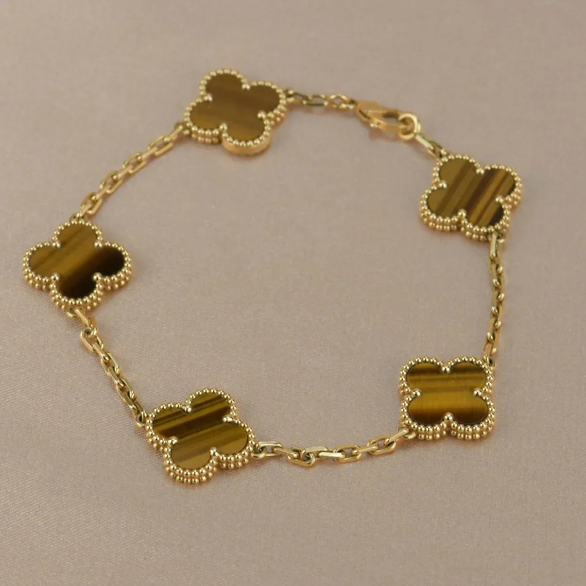 [Peak]LUCKY CLOVER 5-MOTIF BRACELET -  TIGER’S EYE COLLECTION