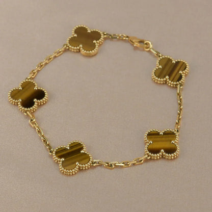[Peak]LUCKY CLOVER 5-MOTIF BRACELET -  TIGER’S EYE COLLECTION