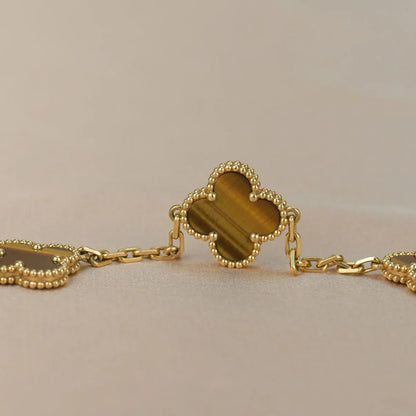 [Peak]LUCKY CLOVER 5-MOTIF BRACELET -  TIGER’S EYE COLLECTION