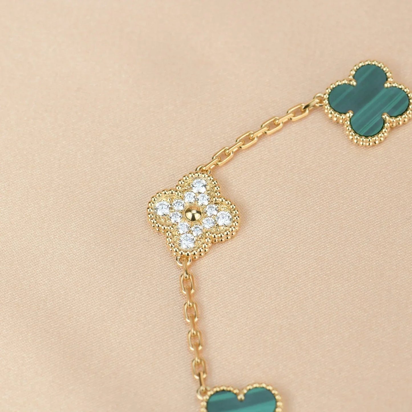 [Peak]LUCKY CLOVER 5-MOTIF BRACELET - MALACHITE COLLECTION