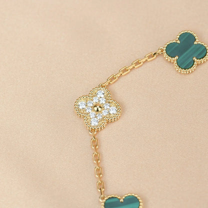 [Peak]LUCKY CLOVER 5-MOTIF BRACELET - MALACHITE COLLECTION