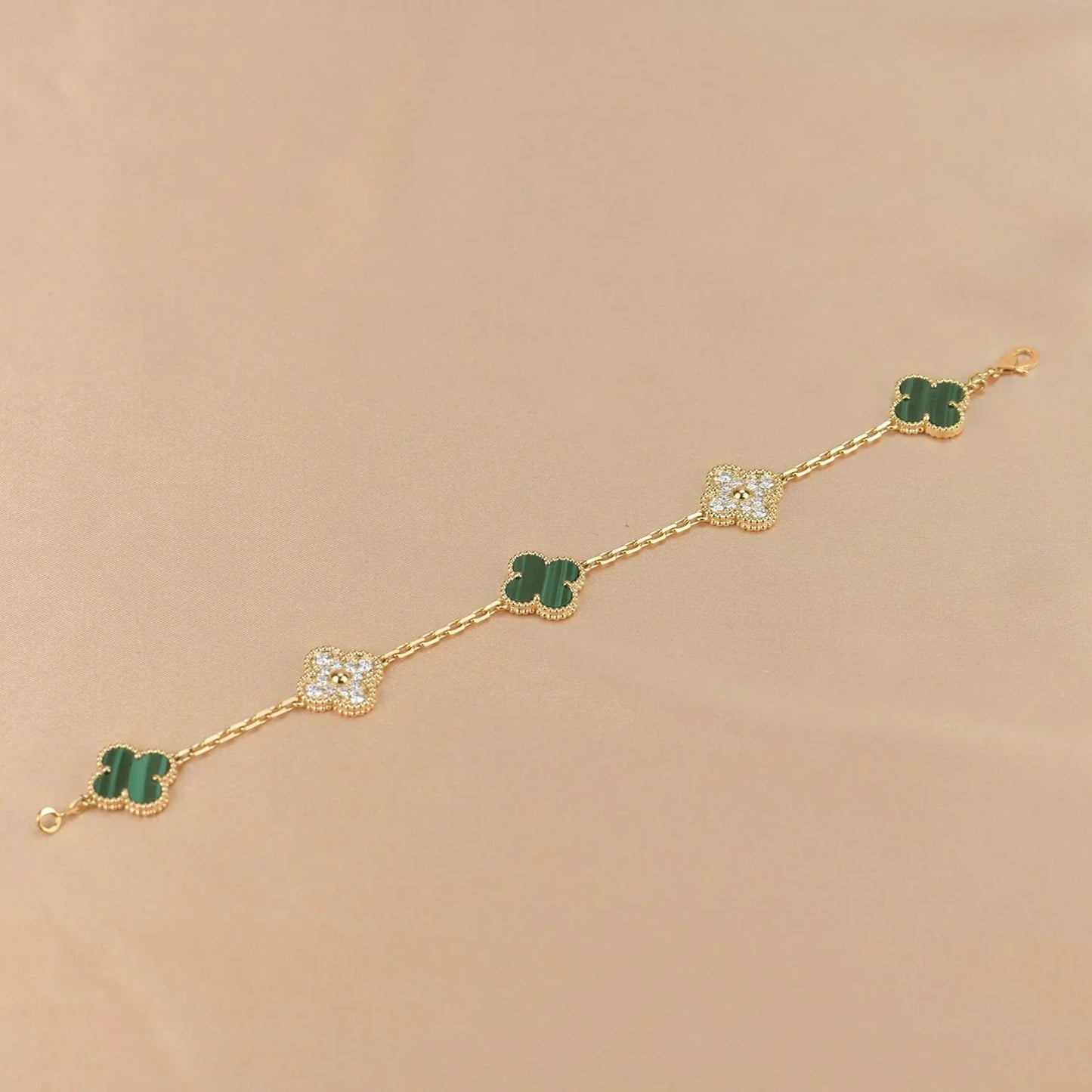 [Peak]LUCKY CLOVER 5-MOTIF BRACELET - MALACHITE COLLECTION