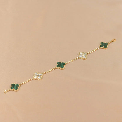 [Peak]LUCKY CLOVER 5-MOTIF BRACELET - MALACHITE COLLECTION
