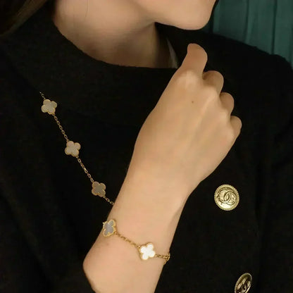 [Peak]LUCKY CLOVER 5-MOTIF BRACELET - WHITE MOTHER-OF-PEARL COLLECTION