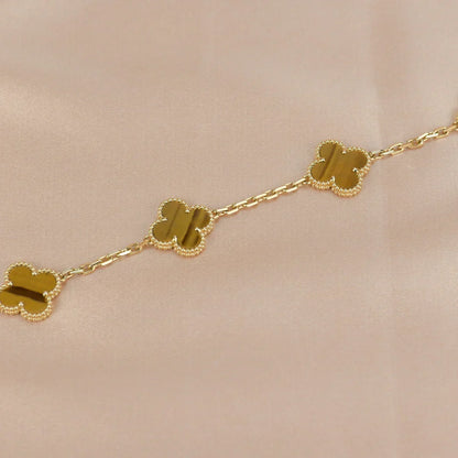 [Peak]LUCKY CLOVER 5-MOTIF BRACELET -  TIGER’S EYE COLLECTION