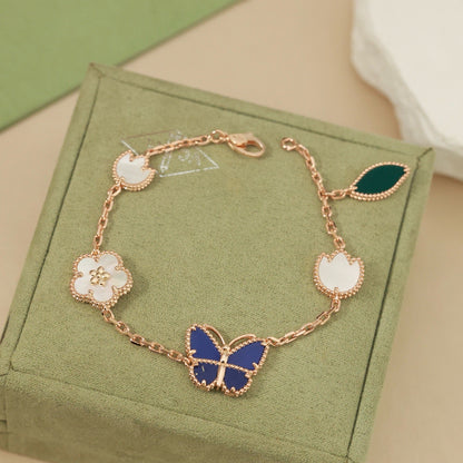 [Peak]SPRING ENCHANTMENT BUTTERFLY & FLORAL CHARM BRACELET