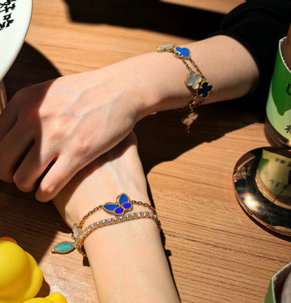 [Peak]SPRING ENCHANTMENT BUTTERFLY & FLORAL CHARM BRACELET