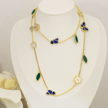 [Peak]LUCKY SPRING BUTTERFLY & FLOWER STATEMENT NECKLACE - 15-MOTIF FLORAL DESIGN