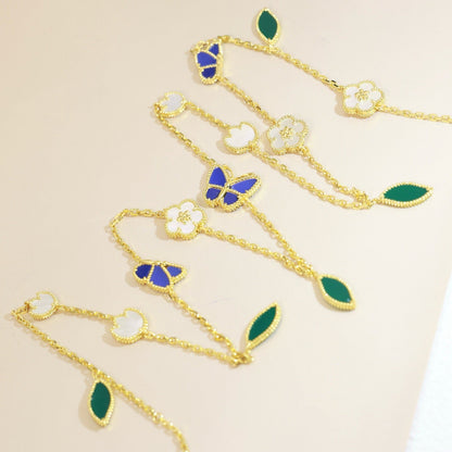 [Peak]LUCKY SPRING BUTTERFLY & FLOWER STATEMENT NECKLACE - 15-MOTIF FLORAL DESIGN